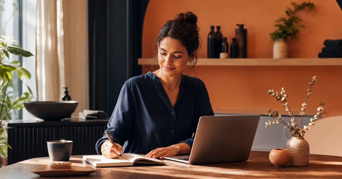 Administrator reviewing a completed appointment before creating an invoice