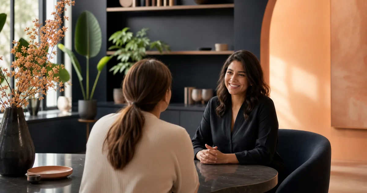 A professional reviewing a customer record before an appointment