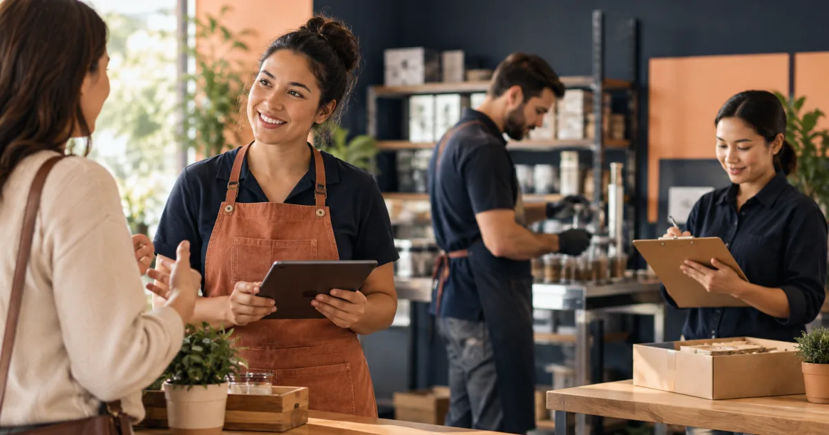 Small-business team tracking a customer complaint and verifying an operational fix