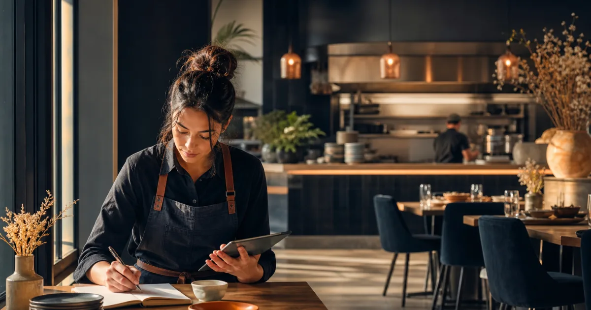 Tým restaurace během obsluhy aktualizuje dostupnost digitálního menu